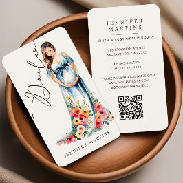 Elegant Watercolor Birth & Postpartum Doula Visitkort