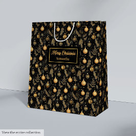 Elegant watercolor black and gold Christmas gift
