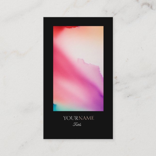 Elegant Watercolor Black Gräns Visitkort (Framsida)