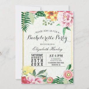 Elegant Watercolor Blommigt Bachelorette Party Inbjudningar