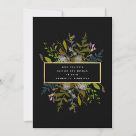 Elegant Watercolor Blommigt Black Background Bröll Spara Datumet