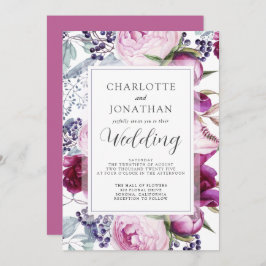 Elegant Watercolor Blommigt Botanical Bröllop Invi Inbjudningar