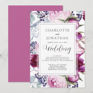 Elegant Watercolor Blommigt Botanical Bröllop Invi Inbjudningar
