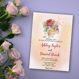 Elegant Watercolor Blommigt Bouquet Bröllop Inbjudningar