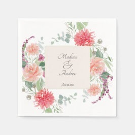 Elegant Watercolor Blommigt Bouquet Pappersservett