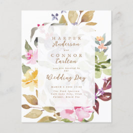 Elegant Watercolor Blommigt Bröllop budget Flygblad