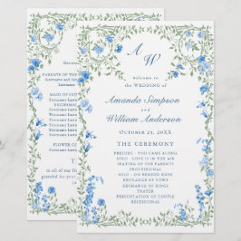 Elegant Watercolor Blommigt Bröllop Ceremony Progr