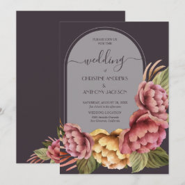 Elegant Watercolor Blommigt Bröllop Inbjudningar