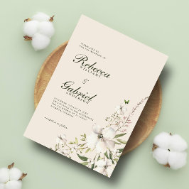 Elegant Watercolor Blommigt Bröllop Inbjudningar