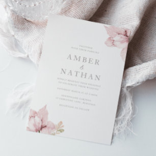 Elegant  Watercolor Blommigt Bröllop Inbjudningar