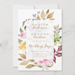 Elegant Watercolor Blommigt Bröllop Inbjudningar