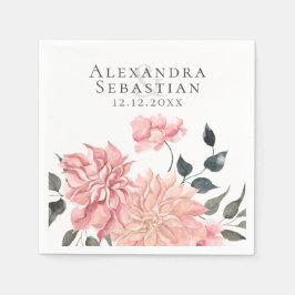 Elegant Watercolor Blommigt Bröllop Pappersservett