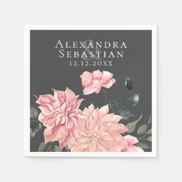 Elegant Watercolor Blommigt Bröllop Pappersservett