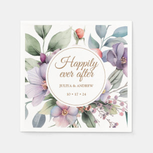 Elegant Watercolor blommigt bröllop Pappersservett