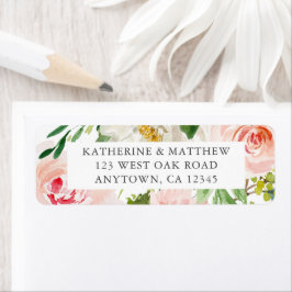 Elegant Watercolor Blommigt Bröllop Returadress Etikett