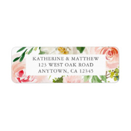 Elegant Watercolor Blommigt Bröllop Returadress Etikett
