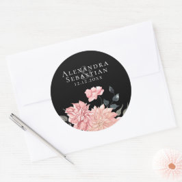 Elegant Watercolor Blommigt Bröllop spara datum Runt Klistermärke