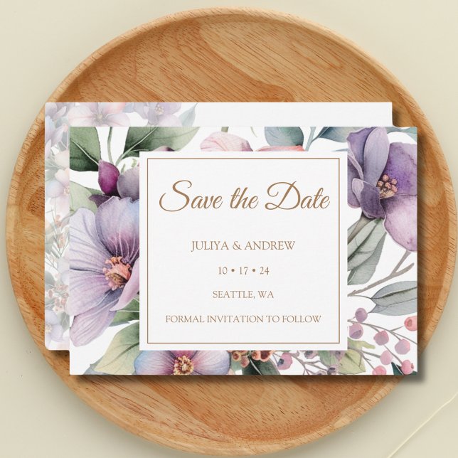 Elegant Watercolor blommigt bröllop Spara Datumet (Skapare uppladdad)