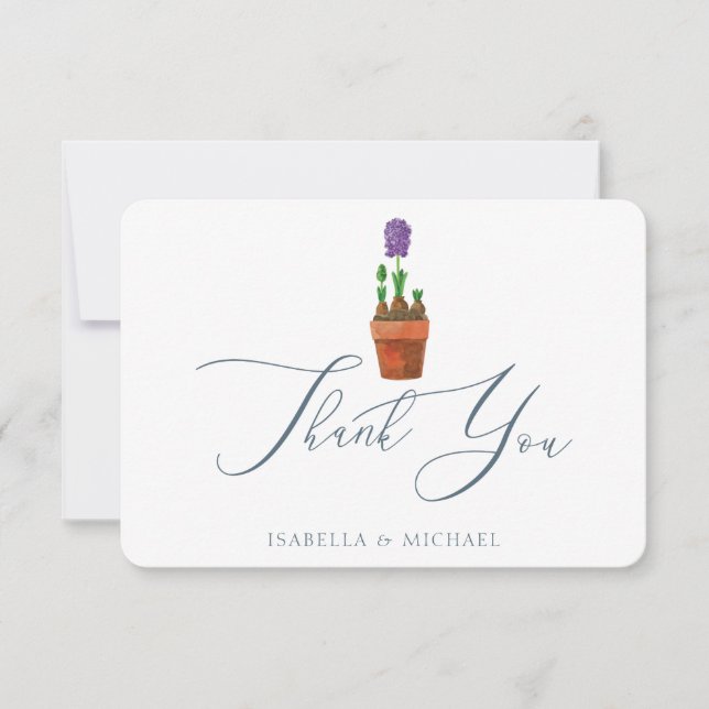 Elegant Watercolor Blommigt Bröllop Tack Kort (Framsida)