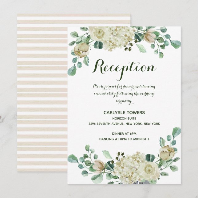 Elegant Watercolor Blommigt Brölloprecept Tilläggskort (Fram/baksida)