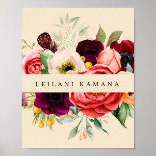 Elegant Watercolor Blommigt Champagne Business Poster