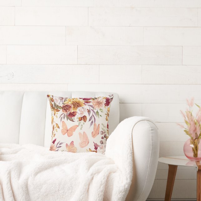 Elegant Watercolor Blommigt Dekorativ kudde (Soffa)