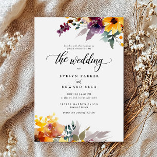 Elegant Watercolor Blommigt Fall Wedding Inbjudningar