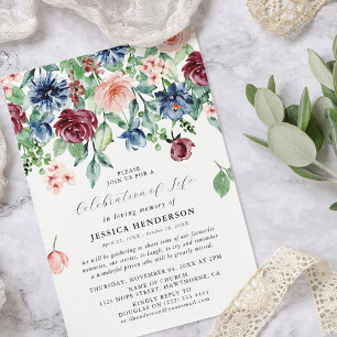 Elegant Watercolor Blommigt Firande of Life Inbjudningar