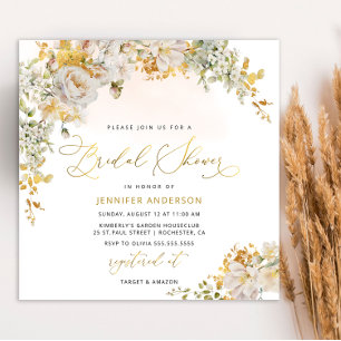 Elegant Watercolor Blommigt Inbjudningskort för mö