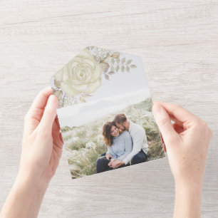 Elegant Watercolor Blommigt Ivory Foliage Photo