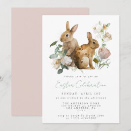 Elegant Watercolor Blommigt Påsk Party Inbjudningar