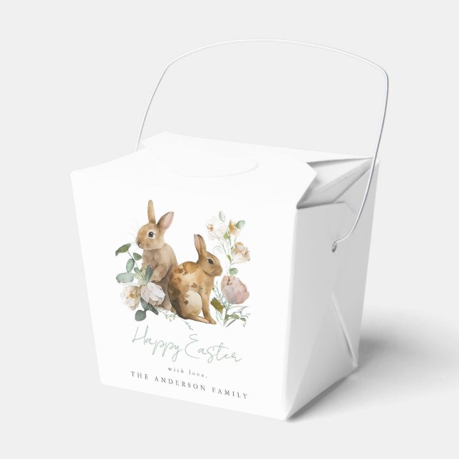 Elegant Watercolor Blommigt Påsk Presentaskar (Framsidan Sidan)