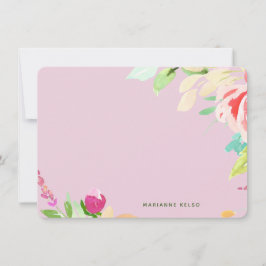 Elegant Watercolor Blommigt Personlig Fuchsia Anteckningskort