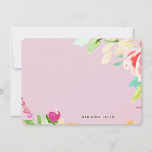 Elegant Watercolor Blommigt Personlig Fuchsia Anteckningskort