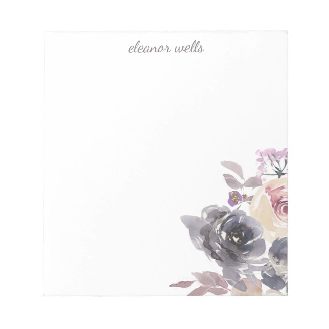 Elegant Watercolor Blommigt Personlig Stationery Anteckningsblock (Framsida)