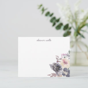 Elegant Watercolor Blommigt Personlig Stationery Anteckningskort