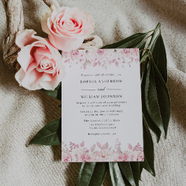 Elegant Watercolor Blommigt Ro Bröllop Inbjudningar