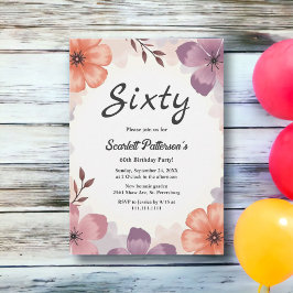Elegant Watercolor Blommigt Romantic Summer Birthd Inbjudningar