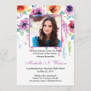 Elegant Watercolor Blommigt Studenten meddelande