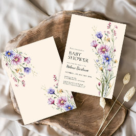 Elegant Watercolor Blommigt Wildblomma Baby Shower Inbjudningar