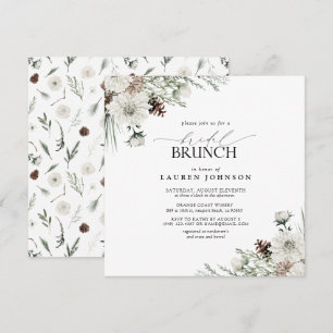 Elegant Watercolor Blommigt Winter Möhippa Brunch Inbjudningar