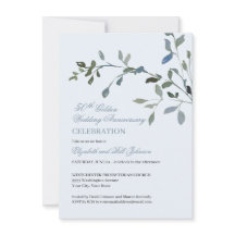 Elegant Watercolor Blue 50:e Bröllop-årsdagen