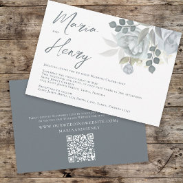 Elegant Watercolor Blue Blommigt Dusty Greenery Inbjudningar