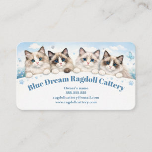 Elegant Watercolor Blue Dream Ragdoll Uppfödare Visitkort