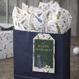 Elegant Watercolor Blue Green Golf Theme Retirment Presentetikett