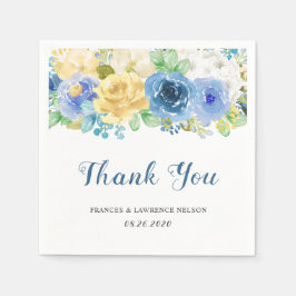 Elegant Watercolor Blue Gul ros Garden Wedding Wed Pappersservett