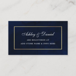 Elegant Watercolor Blue Guld Bröllop register Tilläggskort