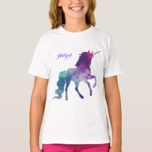 Elegant Watercolor Blue Lila Unicorn Modern