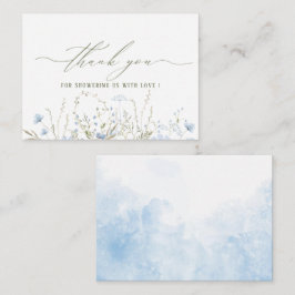 Elegant Watercolor Blue Wildblommor Baby-dusch Anteckningskort