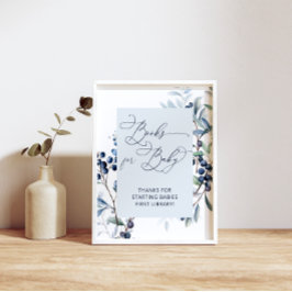Elegant Watercolor Blueberry Bokar för Baby Poster